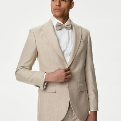 M&S Collection Slim Fit Wool Blend Suit Jacket Stone | Mens Blazers