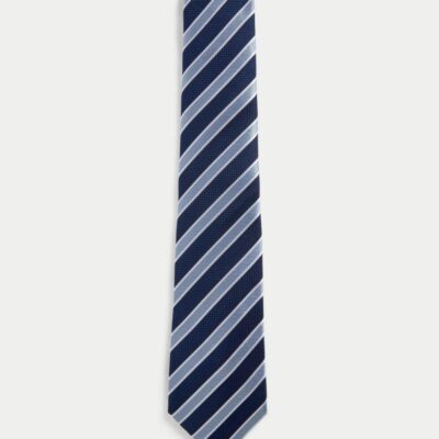 M&S Collection Striped Pure Silk Tie Navy Mix | Mens Ties