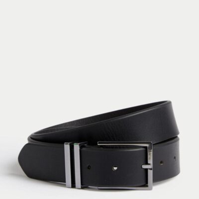 M&S Collection Black Leather Belt Black | Mens Belts