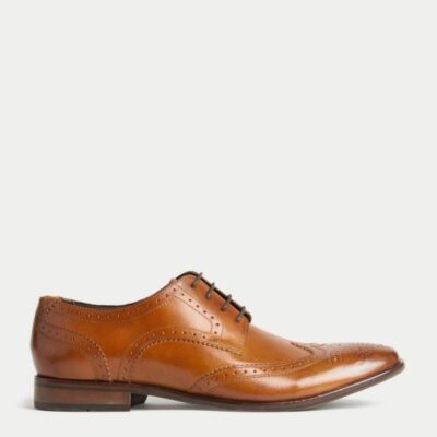 M&S Collection Leather Brogues Tan | Mens Smart Shoes