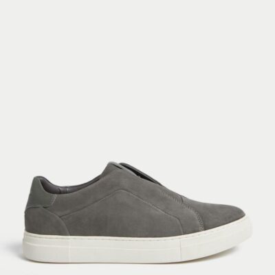 Autograph Suede Slip On Suede Trainers with Freshfeet™ Grey | Mens Trainers