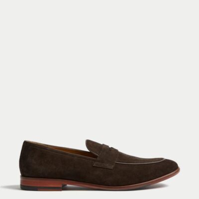 Autograph Suede Slip-On Loafers Chocolate | Mens Smart Shoes