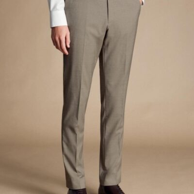 Charles Tyrwhitt Slim Fit Wool Rich Suit Trousers Mocha | Mens Trousers