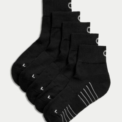 Goodmove 5pk Cushioned Sports Socks Black | Mens Sportswear