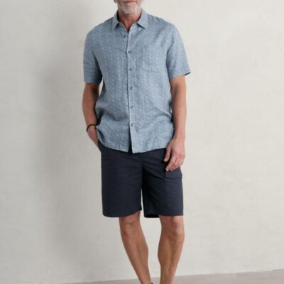 Seasalt Cornwall Pure Linen Printed Shirt Blue Mix | Mens Shirts