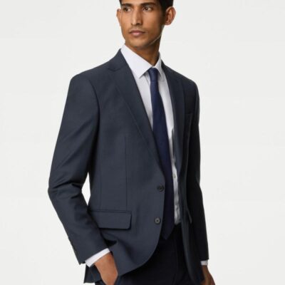 M&S Collection Slim Fit Stretch Suit Jacket Navy | Mens Suits