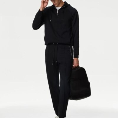 Autograph Cotton Blend Zip Pocket Joggers Black | Mens Loungewear