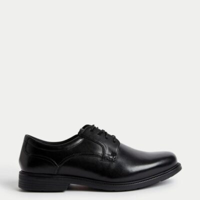 M&S Collection Extra Wide Fit Airflex™ Leather Derby Shoes Black | Mens Smart Shoes