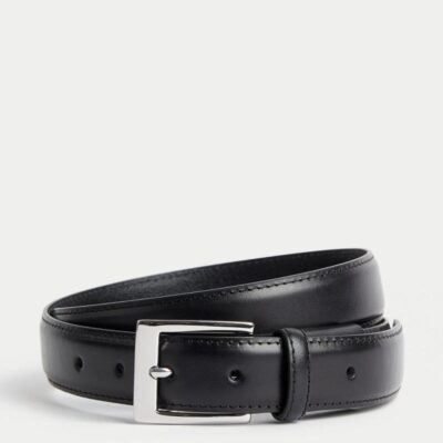 M&S Collection Leather Stretch Belt Black | Mens Belts