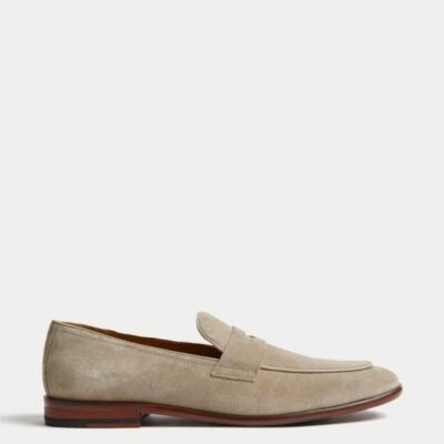 Autograph Suede Slip-On Loafers Stone | Mens Smart Shoes