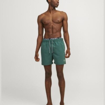 JACK & JONES Double Waistband Swim Shorts Green | Mens Shorts