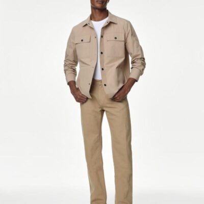 Autograph Straight Fit Linen Blend Jeans Fawn | Mens Trousers