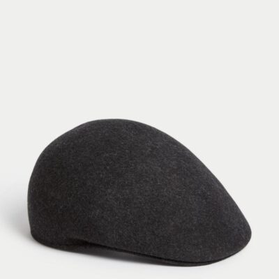 M&S Collection Pure Wool Flat Cap Grey | Mens Hats