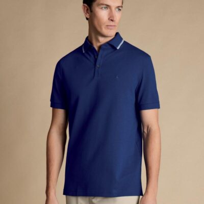 Charles Tyrwhitt Cotton Rich Pique Polo Shirt Royal Blue | Mens Tops & T-shirts