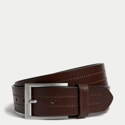 Autograph Italian Leather Rectangular Buckle Belt Brown | Mens Belts