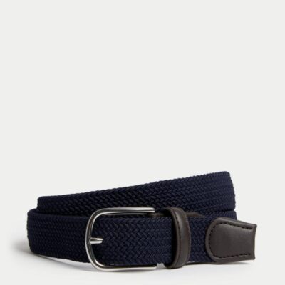 M&S Collection Stretch Woven Casual Belt Dark Navy | Mens Belts