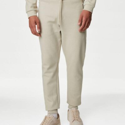 Autograph Cuffed Cotton Blend Zip Pocket Joggers Stone | Mens Loungewear