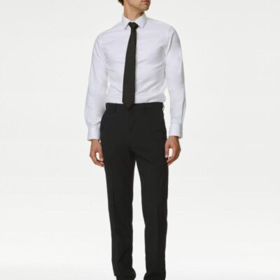 M&S Collection Regular Fit Stretch Trousers Black | Mens Smart Trousers