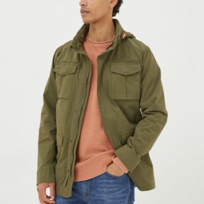 FatFace Pure Cotton Utility Jacket Green | Mens Coats & Jackets