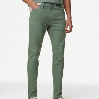 M&S Collection Slim Fit Tea Dyed Recycled Cotton Jean Sage | Mens Trousers