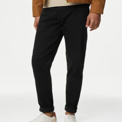 M&S Collection Tapered Fit Stretch Jeans Black | Mens Trousers