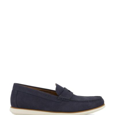 Dune London Leather Slip-On Loafers Navy | Mens Smart Shoes