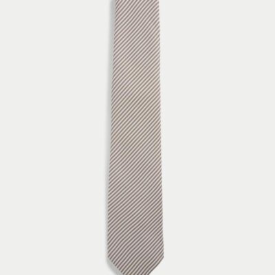 M&S Collection Slim Striped Tie Neutral Brown | Mens Ties