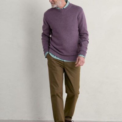 Seasalt Cornwall Organic Cotton Crew Neck Jumper Purple | Mens Jumpers & Knitwear