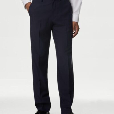 M&S Collection Big & Tall Regular Fit Trousers with Active Waist Navy | Mens Smart Trousers