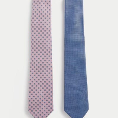 M&S Collection 2pk Slim Textured Tie Set Multi | Mens Ties