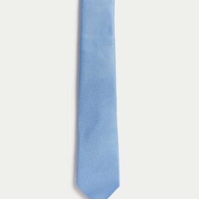 M&S SARTORIAL Textured Pure Silk Tie Light Blue | Mens Ties