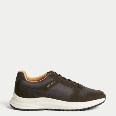 Autograph Suede Lace Up Trainers with Freshfeet™ Dark Grey | Mens Trainers