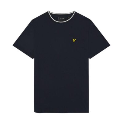 Lyle & Scott Pure Cotton Tipped Neck T-Shirt Navy | Mens Tops & T-shirts