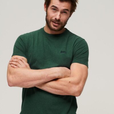 Superdry Slim Fit Organic Cotton Crew Neck T-Shirt Green Mix | Mens Tops & T-shirts