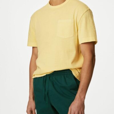 M&S Collection Pure Cotton Crew Neck T-Shirt Citrus | Mens Tops & T-shirts