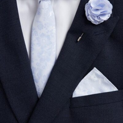 M&S Collection Slim Floral Tie, Pin & Pocket Square Set Pale Blue | Mens Ties