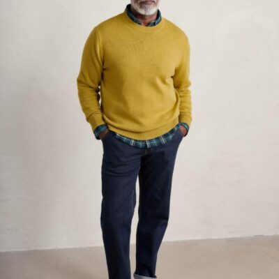 Seasalt Cornwall Organic Cotton Crew Neck Jumper Yellow | Mens Jumpers & Knitwear