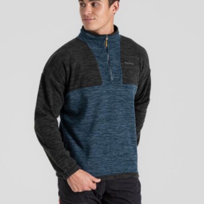 Craghoppers Half Zip Funnel Neck Fleece Jacket Blue Mix | Mens Coats & Jackets