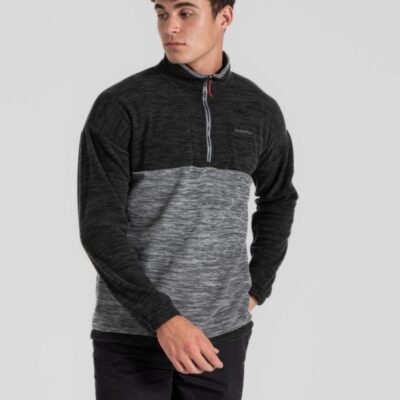 Craghoppers Half Zip Funnel Neck Fleece Jacket Grey Mix | Mens Coats & Jackets