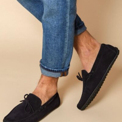 Jones Bootmaker Suede Slip-On Loafers Navy | Mens Casual Shoes