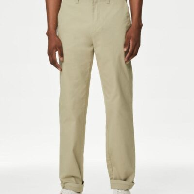 M&S Collection Regular Fit Stretch Chinos Sandstone | Mens Chinos