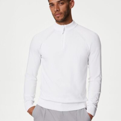 Autograph Half Zip Jumper White | Mens Jumpers & Knitwear