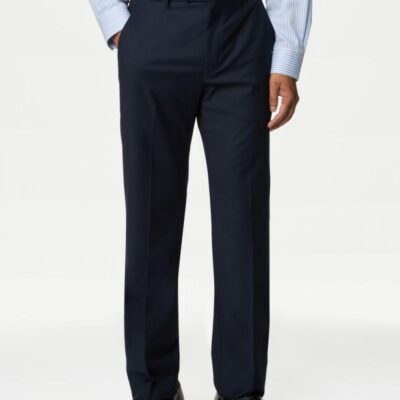 M&S Collection Regular Fit Stretch Suit Trousers Navy | Mens Smart Trousers