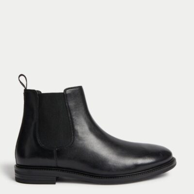 Autograph Wide Fit Leather Chelsea Boots Black | Mens Boots