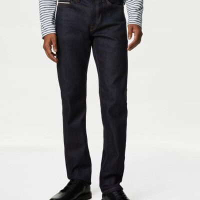 M&S Collection Slim Fit Japanese Selvedge Stretch Jeans Dark Indigo | Mens Trousers