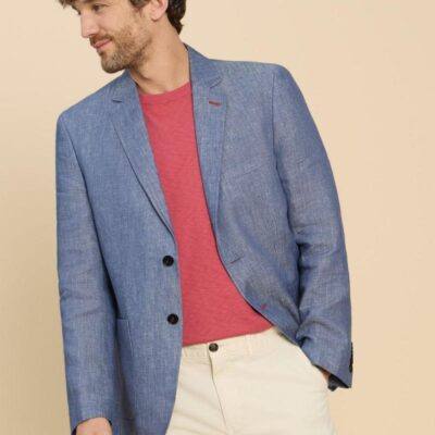 White Stuff Pure Linen Blazer Blue | Mens Blazers