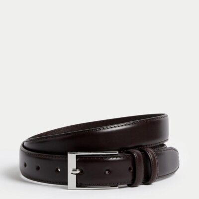 M&S Collection Leather Smart Belt Brown | Mens Belts