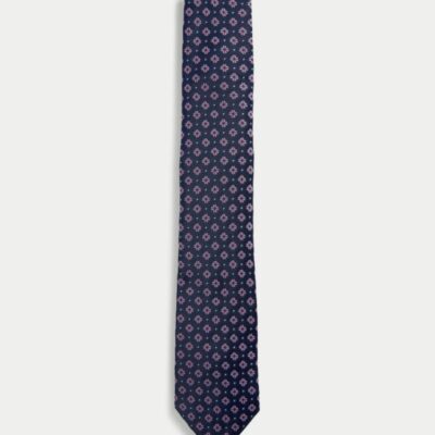 M&S Collection Slim Geometric Tie Pink Mix | Mens Ties