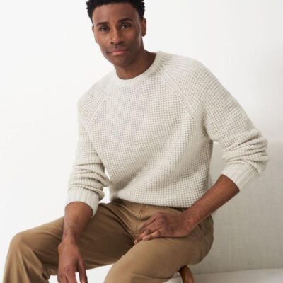 Crew Clothing Wool Rich Textured Jumper Oatmeal | Mens Jumpers & Knitwear