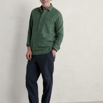 Seasalt Cornwall Pure Linen Shirt Green | Mens Shirts